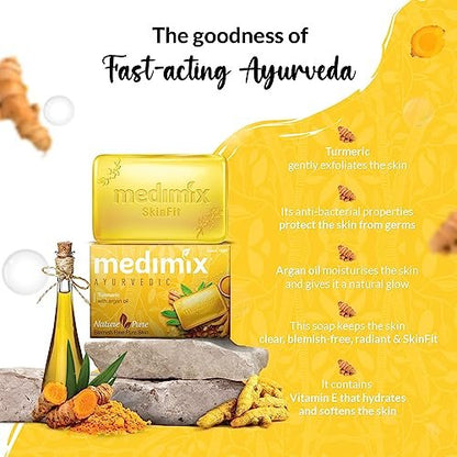 Medimix Ayurvedic Turmeric & Argan Oil Bathing Soap - 125g (4+1 Offer Pack)