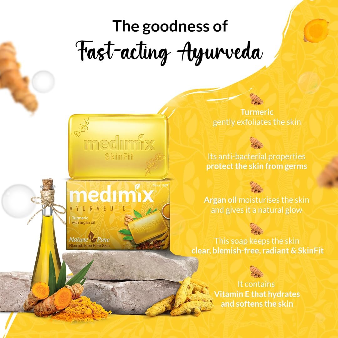 Medimix Ayurvedic Turmeric & Argan Oil Bathing Soap - 125g (4+1 Offer Pack) - görsel 7