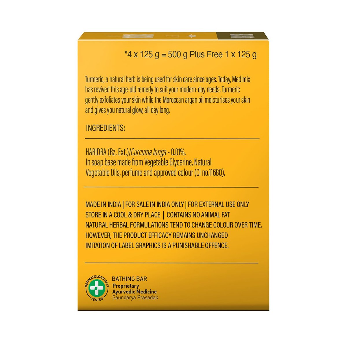Medimix Ayurvedic Turmeric & Argan Oil Bathing Soap - 125g (4+1 Offer Pack) - görsel 3