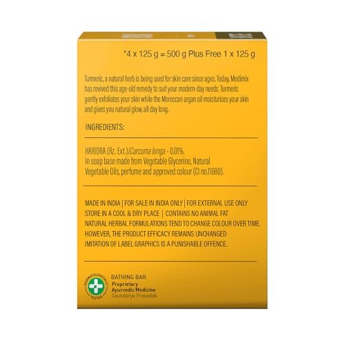 Medimix Ayurvedic Turmeric & Argan Oil Bathing Soap - 125g (4+1 Offer Pack) - görsel 4