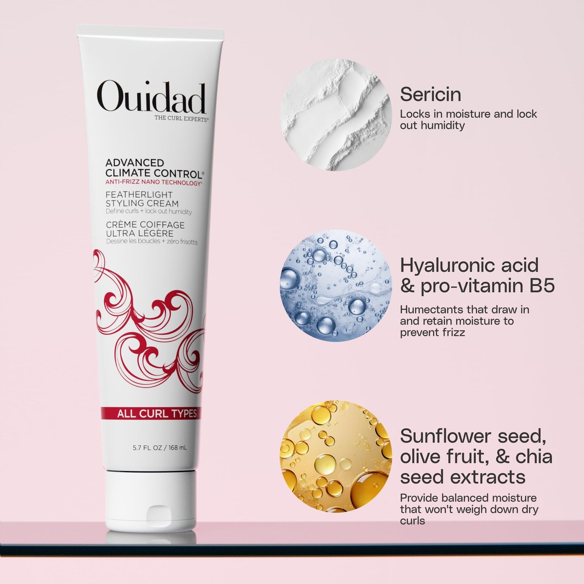 Ouidad Advanced Climate Control Featherlight Curl Cream - 5.7 oz - Frizz-Free, Hydrated Curls - Sulfate & Paraben Free - görsel 3