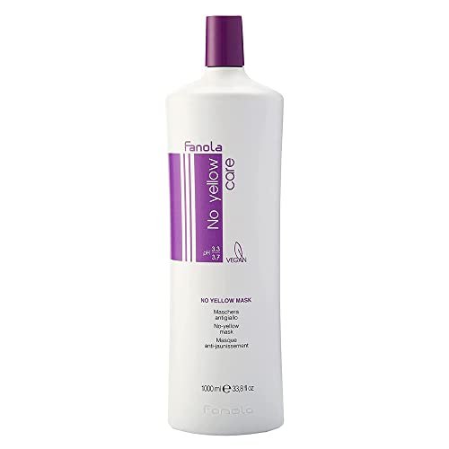 Fanola No Yellow Purple Hair Mask - Acidic pH Deep Conditioning Mask for Blonde, Bleached & Grey Hair - Neutralizes Brassy Tones (33.8 Fl Oz) Avelisse