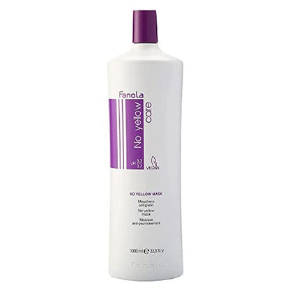 Fanola No Yellow Purple Hair Mask - Acidic pH Deep Conditioning Mask for Blonde, Bleached & Grey Hair - Neutralizes Brassy Tones (33.8 Fl Oz) Avelisse