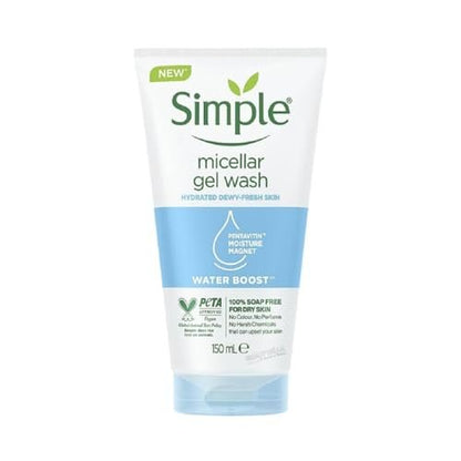 Simple Water Boost Micellar Gel Facial Wash, 5 oz (150 ml) – Hydrating Gel Cleanser for Sensitive Skin