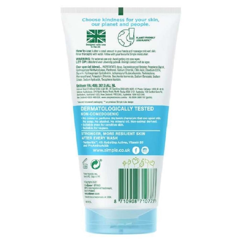 Simple Water Boost Micellar Gel Facial Wash, 5 oz (150 ml) – Hydrating Gel Cleanser for Sensitive Skin - görsel 5