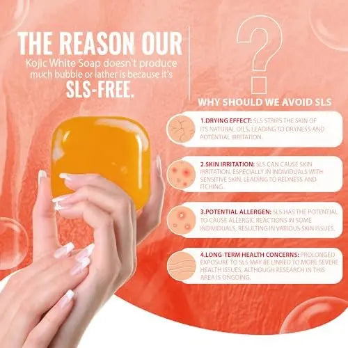 Koji White Pure Kojic Acid Soap - Glycerin Soap Bar for Gentle Skin Brightening & Exfoliation with Tea Tree, Coconut Oil, Hyaluronic Acid & Vitamin C - Vegan, 2.82 oz (Pack of 2) Avelisse