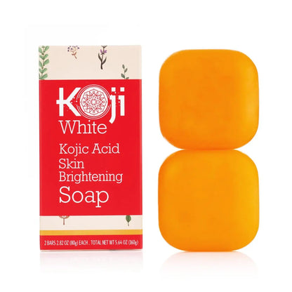 Koji White Pure Kojic Acid Soap - Glycerin Soap Bar for Gentle Skin Brightening & Exfoliation with Tea Tree, Coconut Oil, Hyaluronic Acid & Vitamin C - Vegan, 2.82 oz (Pack of 2) Avelisse