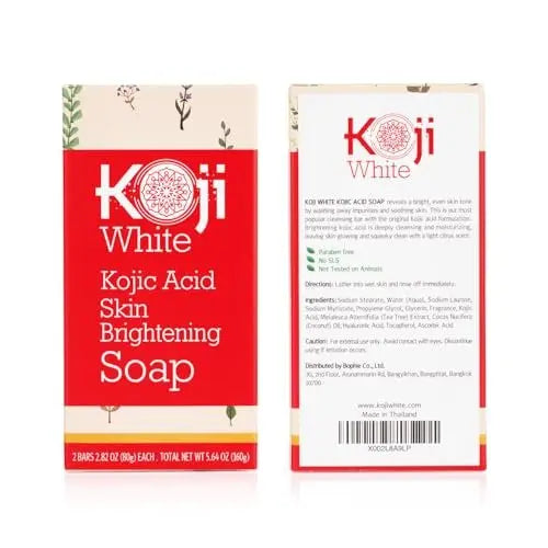 Koji White Pure Kojic Acid Soap - Glycerin Soap Bar for Gentle Skin Brightening & Exfoliation with Tea Tree, Coconut Oil, Hyaluronic Acid & Vitamin C - Vegan, 2.82 oz (Pack of 2) Avelisse