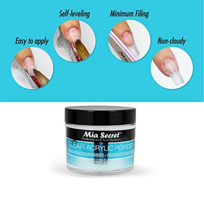 Mia Secret Clear Acrylic Powder 1oz - Professional Nail Acrylic System