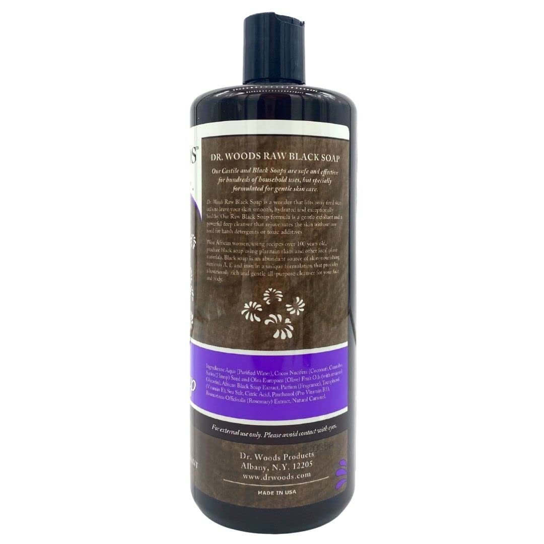Dr. Woods Raw Liquid Black Soap - Natural Body Wash & Facial Cleanser for Men & Women, Gentle Exfoliant, 32 Fl Oz (Pack of 3) Avelisse