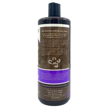 Dr. Woods Raw Liquid Black Soap - Natural Body Wash & Facial Cleanser for Men & Women, Gentle Exfoliant, 32 Fl Oz (Pack of 3) Avelisse