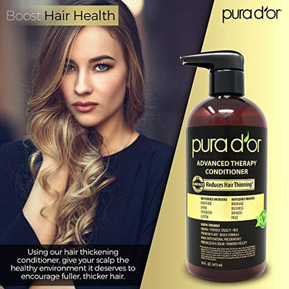 PURA D'OR Advanced Therapy Conditioner – Moisture, Strength, Volume & Texture – No Sulfates – Argan Oil & Biotin – All Hair Types – 16 oz