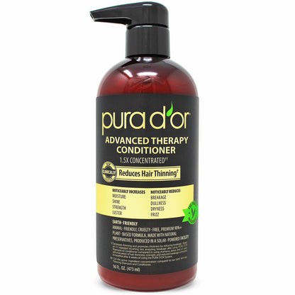 PURA D'OR Advanced Therapy Conditioner – Moisture, Strength, Volume & Texture – No Sulfates – Argan Oil & Biotin – All Hair Types – 16 oz