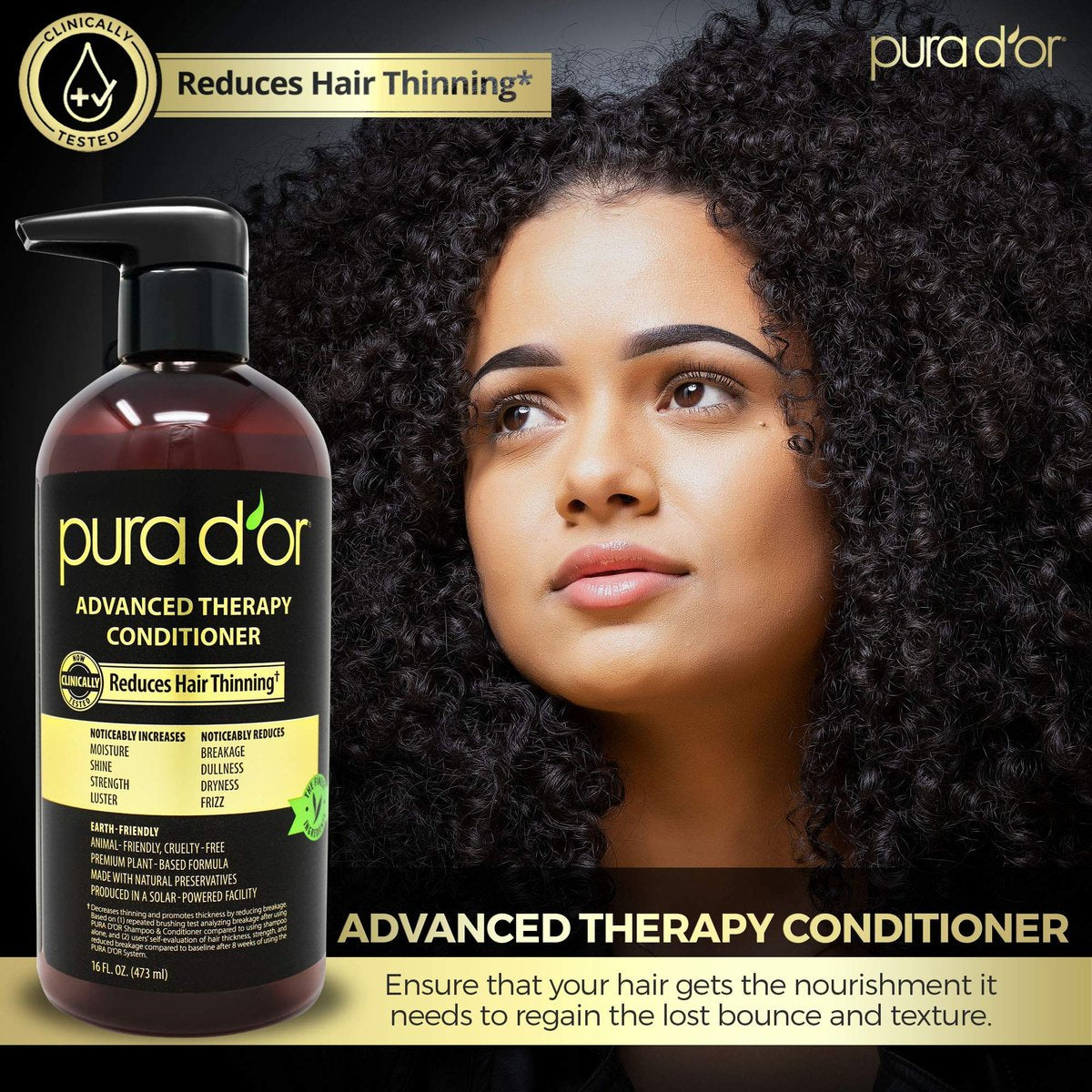 PURA D'OR Advanced Therapy Conditioner – Moisture, Strength, Volume & Texture – No Sulfates – Argan Oil & Biotin – All Hair Types – 16 oz - görsel 9