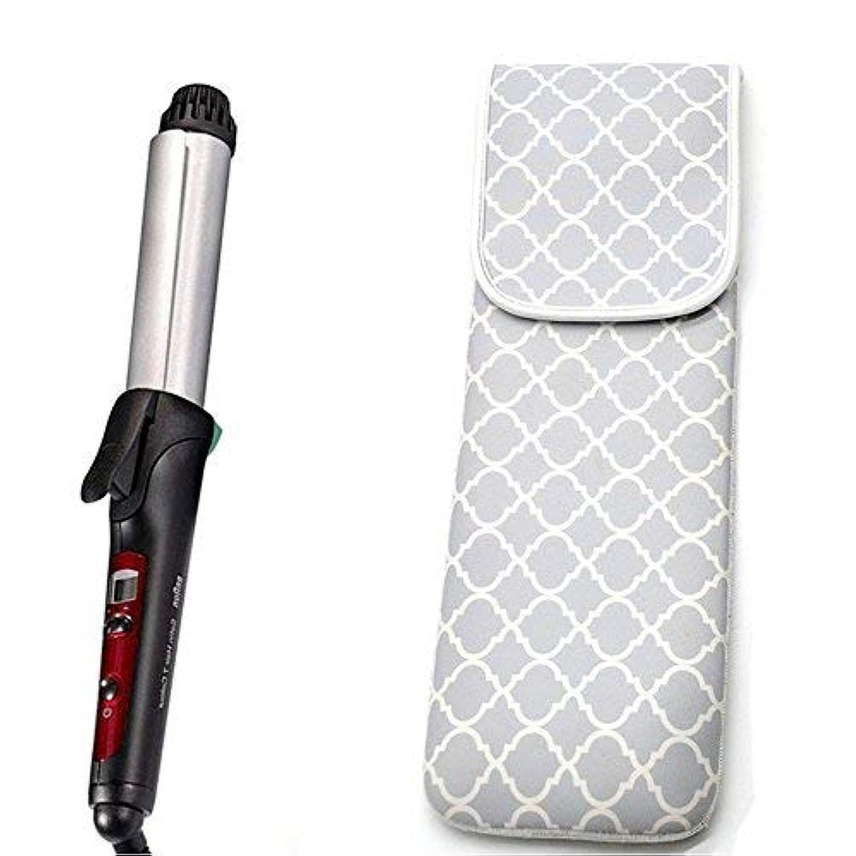 ALEIFLE Women's Heat Resistant Neoprene Curling Iron Holder - Grey Chevron Travel Storage Case for Flat Irons and Curling Wands - görsel 1