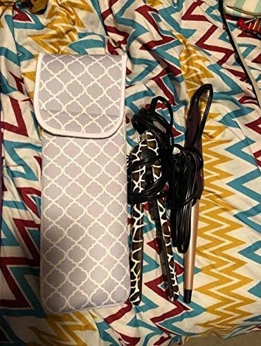 ALEIFLE Women's Heat Resistant Neoprene Curling Iron Holder - Grey Chevron Travel Storage Case for Flat Irons and Curling Wands - görsel 11