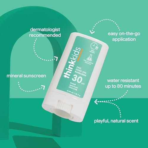 Thinksport Kids SPF 30 Mineral Sunscreen Stick – Safe, Natural, Water Resistant & Reef Safe Sun Protection for Children, 0.64 oz Travel Stick - görsel 5