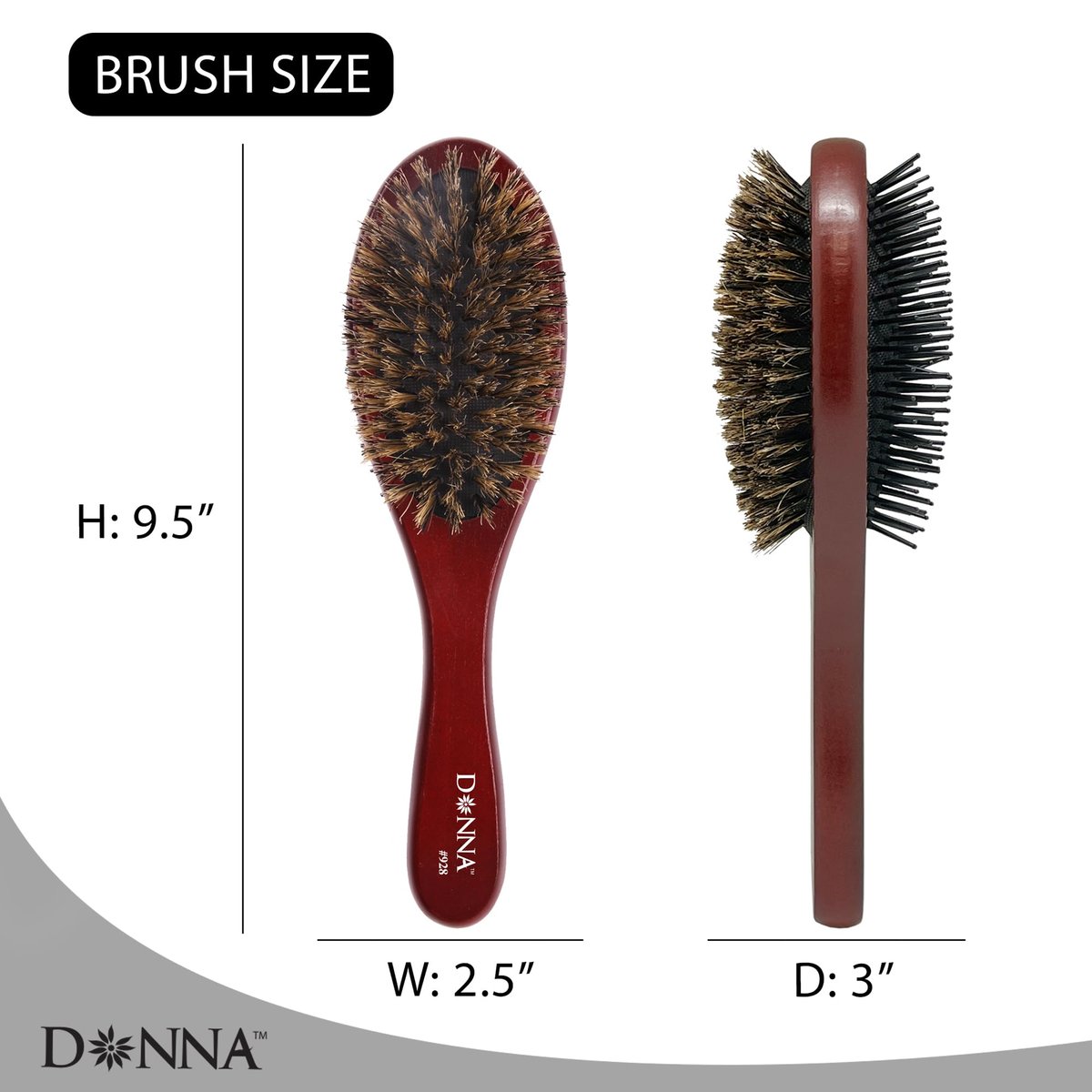Donna Double Sided Styling Brush for Women - 100% Boar Bristles, Cushioned Wooden Detangling Brush for Wet Hair - görsel 7