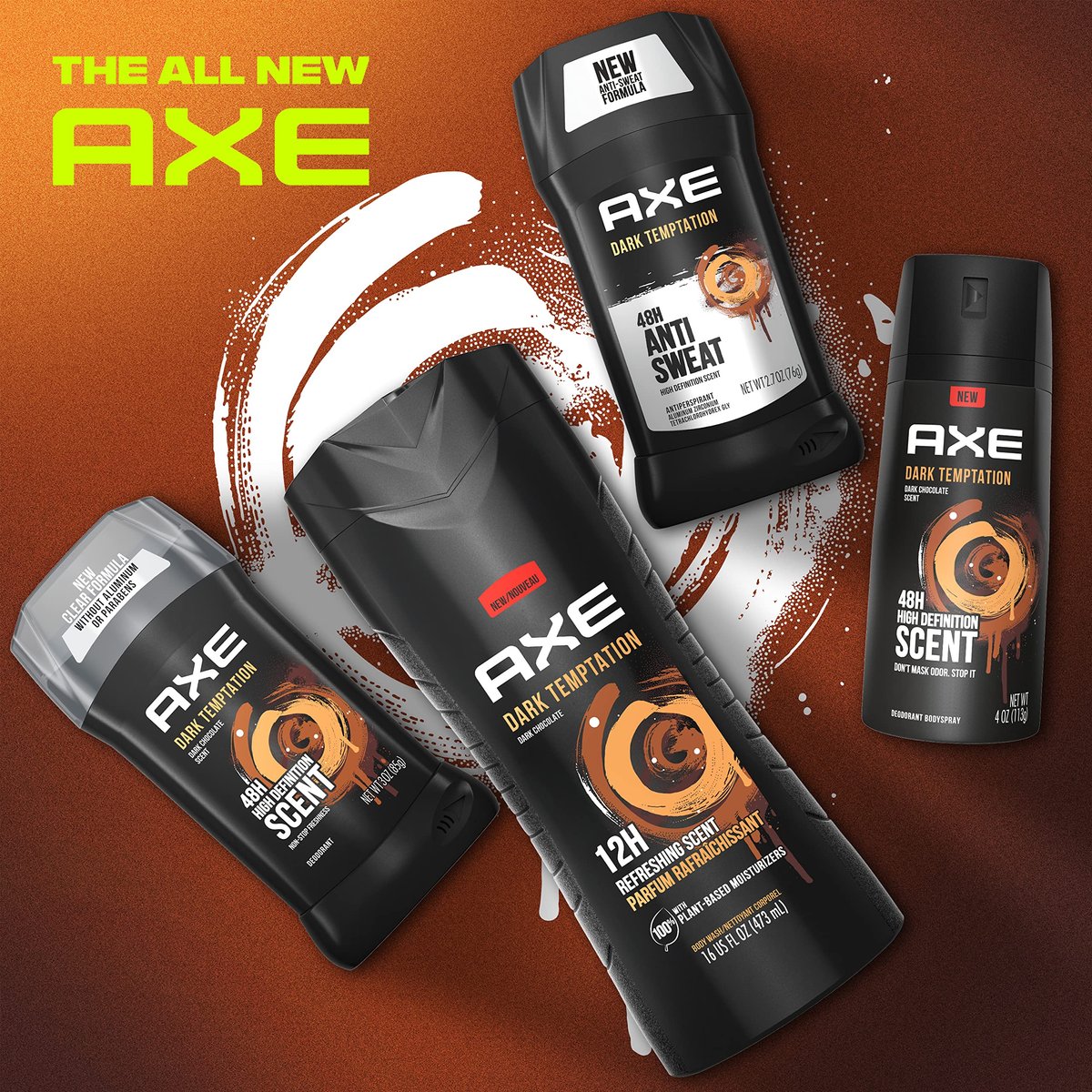 AXE Dark Temptation Antiperspirant Stick for Men – 48-Hour Sweat Protection, All-Day Fresh Scent, 2.7 oz (Pack of 4) - görsel 9