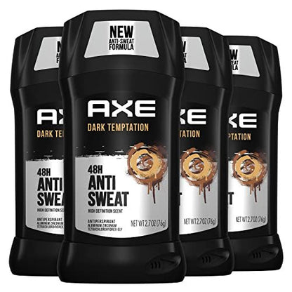 AXE Dark Temptation Antiperspirant Stick for Men – 48-Hour Sweat Protection, All-Day Fresh Scent, 2.7 oz (Pack of 4)