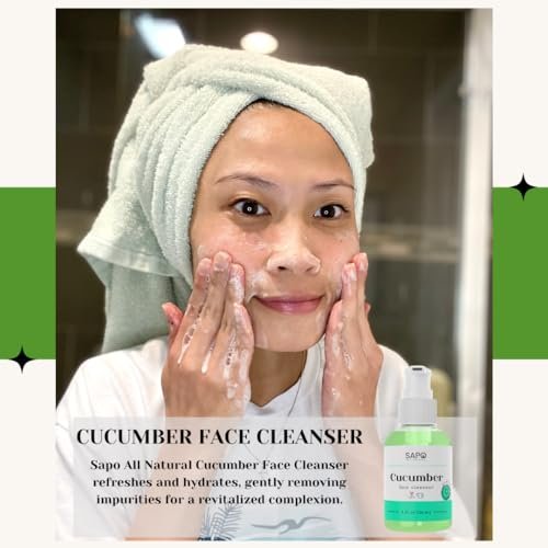 Sapo Cucumber Face Cleanser - Hydrating Gel Face Wash with Aloe Vera & Watercress Extract, Gentle pH-Balanced Daily Facial Cleanser for Sensitive Skin, Sulfate-Free & Paraben-Free, 4 oz Avelisse