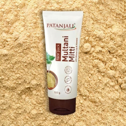Patanjali Multani Mitti Face Pack with Mineral Clay & Aloe Vera – 100g Each, Pack of 3