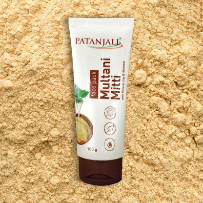 Patanjali Multani Mitti Face Pack with Mineral Clay & Aloe Vera – 100g Each, Pack of 3