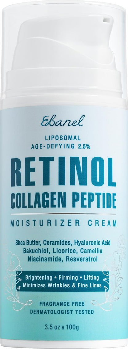 Ebanel Retinol Cream for Face 3.5 oz – Anti Aging Moisturizer with Collagen, Peptides, Ceramides, Hyaluronic Acid, Vitamin C & B5, Firming Day & Night Cream for Wrinkles, Fine Lines, Dark Spots Avelisse