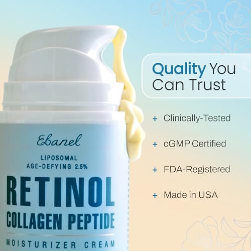 Ebanel Retinol Cream for Face 3.5 oz – Anti Aging Moisturizer with Collagen, Peptides, Ceramides, Hyaluronic Acid, Vitamin C & B5, Firming Day & Night Cream for Wrinkles, Fine Lines, Dark Spots Avelisse