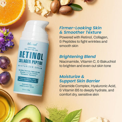 Ebanel Retinol Cream for Face 3.5 oz – Anti Aging Moisturizer with Collagen, Peptides, Ceramides, Hyaluronic Acid, Vitamin C & B5, Firming Day & Night Cream for Wrinkles, Fine Lines, Dark Spots Avelisse
