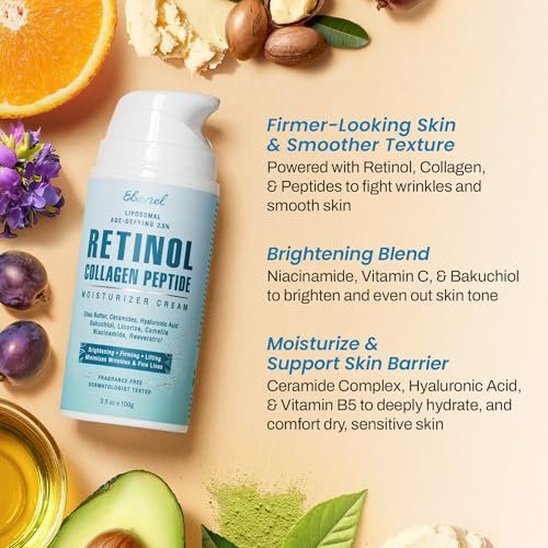 Ebanel Retinol Cream for Face 3.5 oz – Anti Aging Moisturizer with Collagen, Peptides, Ceramides, Hyaluronic Acid, Vitamin C & B5, Firming Day & Night Cream for Wrinkles, Fine Lines, Dark Spots Avelisse