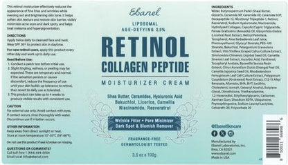 Ebanel Retinol Cream for Face 3.5 oz – Anti Aging Moisturizer with Collagen, Peptides, Ceramides, Hyaluronic Acid, Vitamin C & B5, Firming Day & Night Cream for Wrinkles, Fine Lines, Dark Spots Avelisse