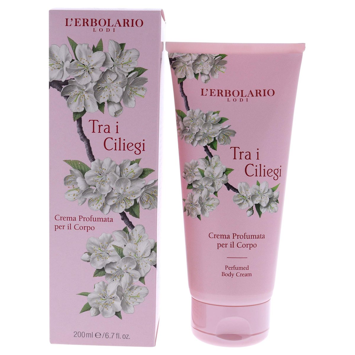 L'Erbolario Perfumed Body Cream - Moisturizing Body Butter with Cherry Extract - Softening Skin Care with Vitamin-Rich Oils - Tra i Ciliegi - 6.7 oz - görsel 1