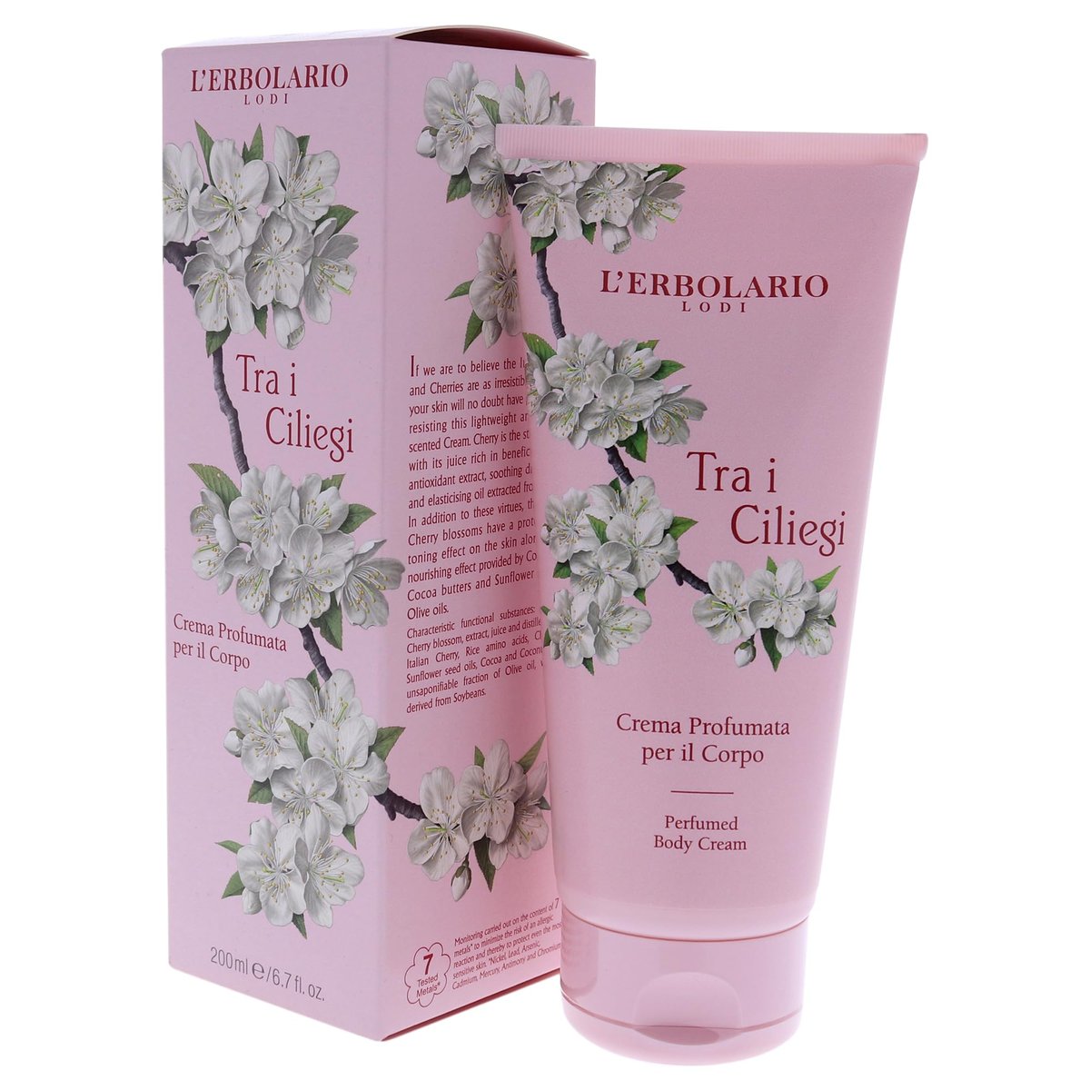 L'Erbolario Perfumed Body Cream - Moisturizing Body Butter with Cherry Extract - Softening Skin Care with Vitamin-Rich Oils - Tra i Ciliegi - 6.7 oz - görsel 7