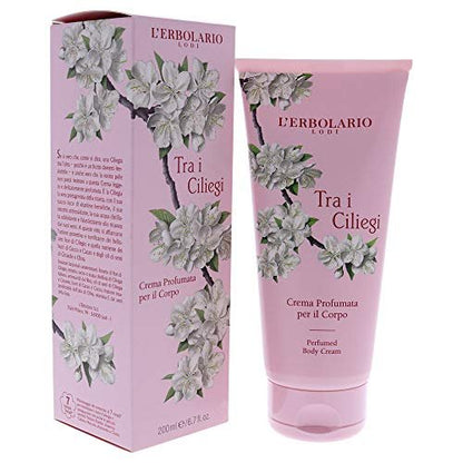 L'Erbolario Perfumed Body Cream - Moisturizing Body Butter with Cherry Extract - Softening Skin Care with Vitamin-Rich Oils - Tra i Ciliegi - 6.7 oz