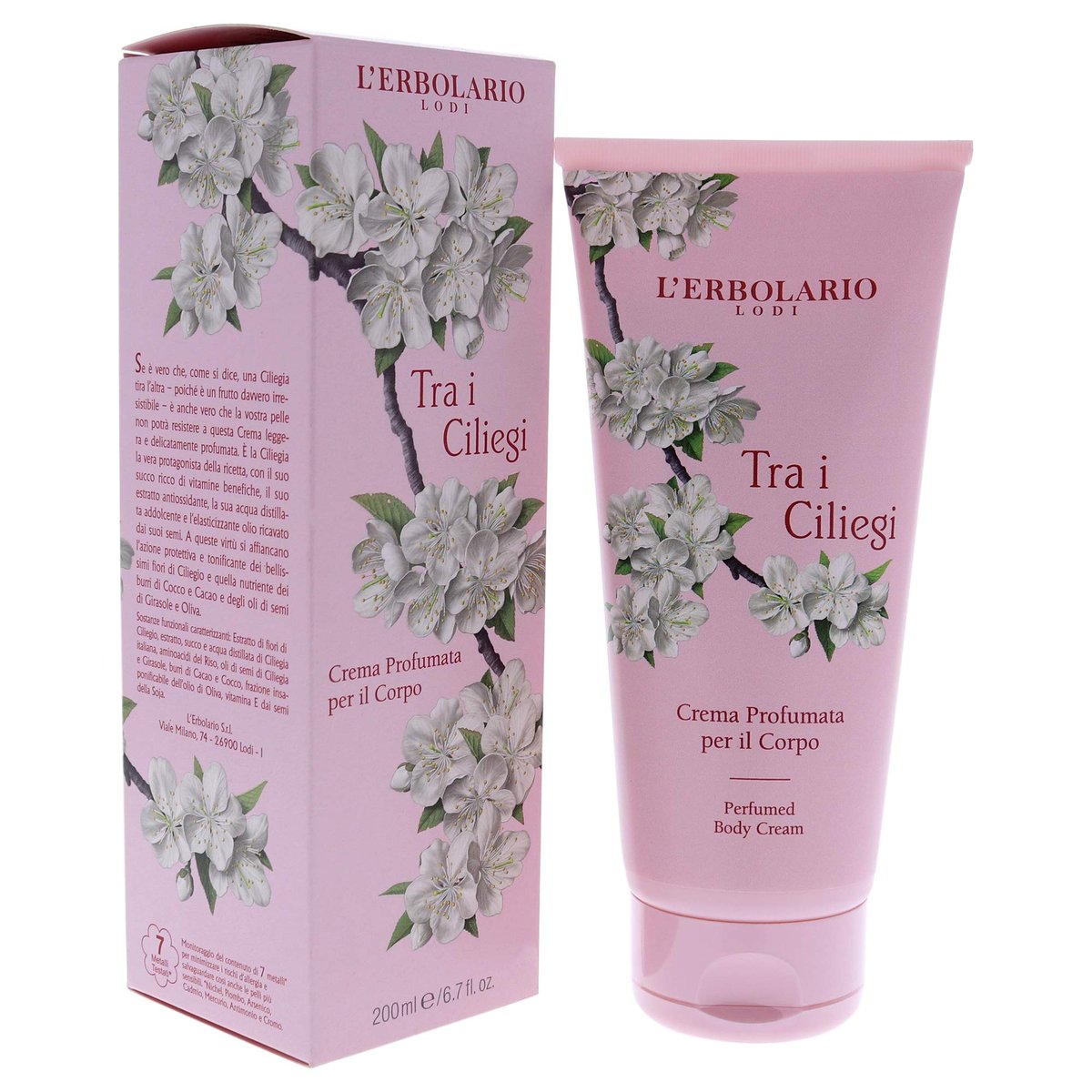 L'Erbolario Perfumed Body Cream - Moisturizing Body Butter with Cherry Extract - Softening Skin Care with Vitamin-Rich Oils - Tra i Ciliegi - 6.7 oz - görsel 5