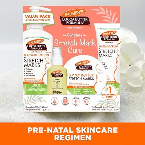 Palmer's Cocoa Butter Formula Pregnancy Skin Care Kit – 4-Piece Full Size Set for Stretch Marks & Scars, Dermatologist Approved, Mom-to-Be Gift Avelisse