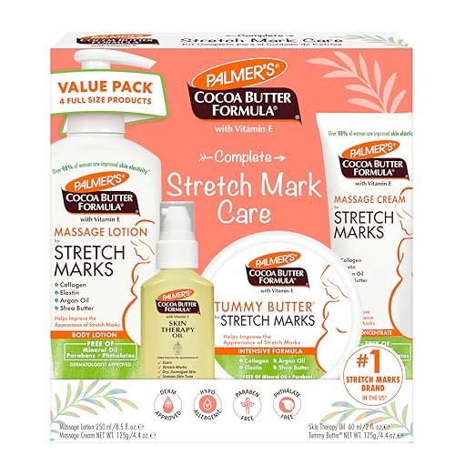 Palmer's Cocoa Butter Formula Pregnancy Skin Care Kit – 4-Piece Full Size Set for Stretch Marks & Scars, Dermatologist Approved, Mom-to-Be Gift Avelisse