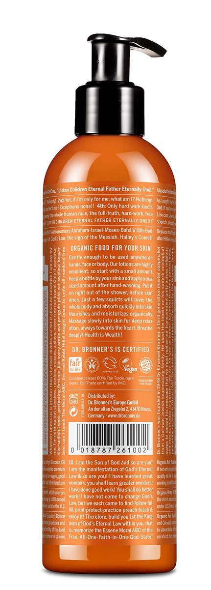 Dr. Bronner's 3-in-1 Orange & Lavender Organic Hand and Body Lotion - 236ml, Fair Trade & Vegan Avelisse