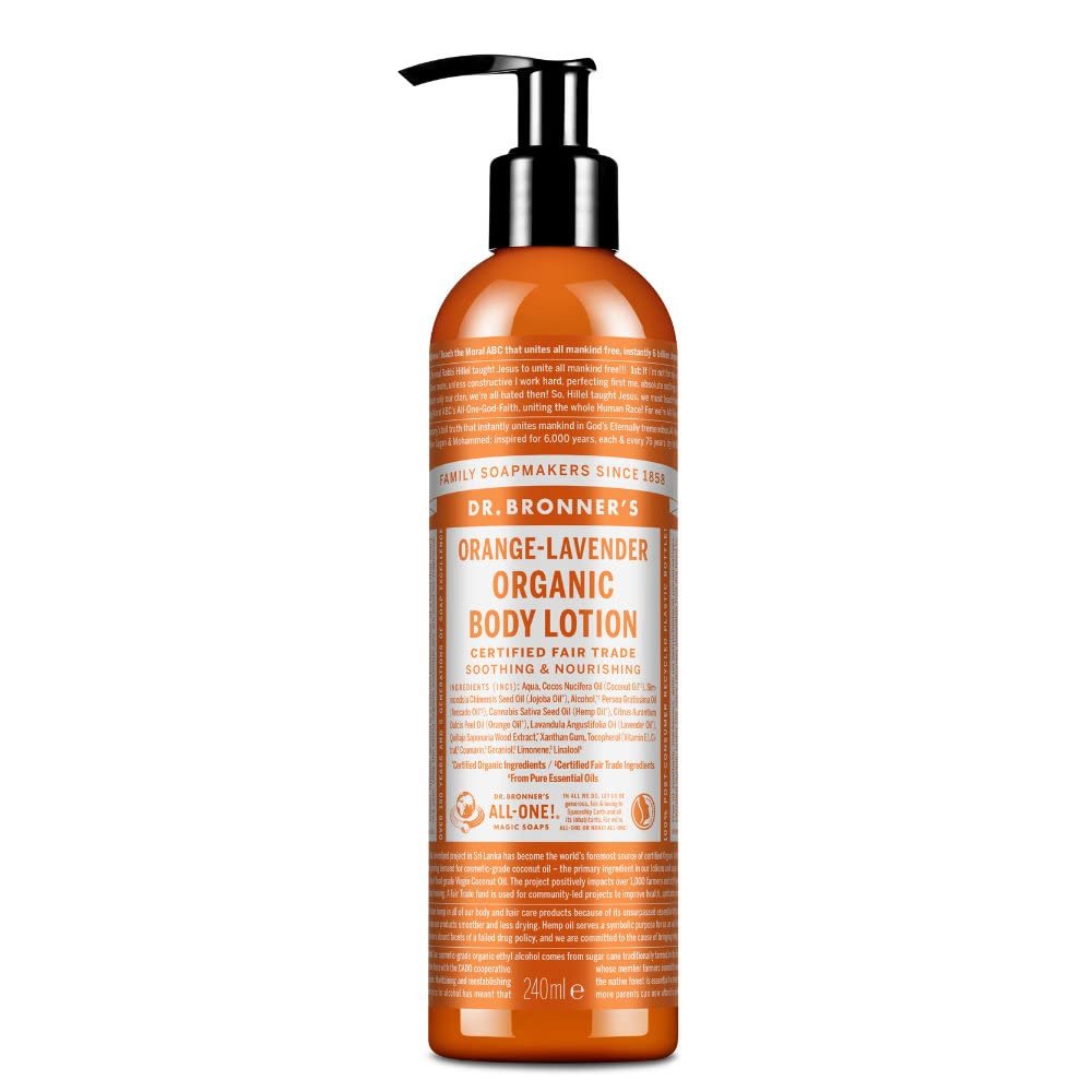 Dr. Bronner's 3-in-1 Orange & Lavender Organic Hand and Body Lotion - 236ml, Fair Trade & Vegan Avelisse