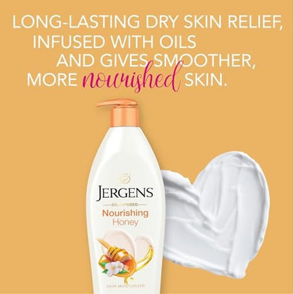 Jergens Nourishing Honey Dry Skin Moisturizer with Illuminating Hydralucence Blend, 16.8 oz (Pack of 4) Avelisse