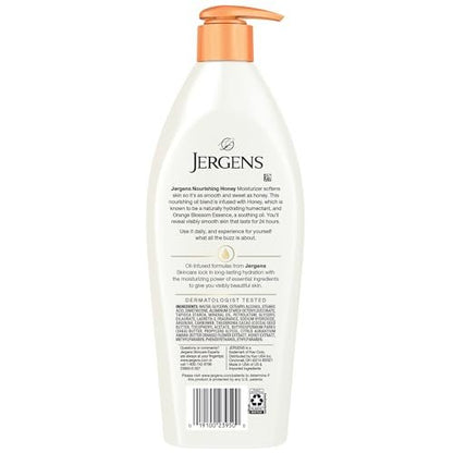Jergens Nourishing Honey Dry Skin Moisturizer with Illuminating Hydralucence Blend, 16.8 oz (Pack of 4) Avelisse