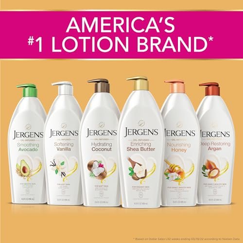 Jergens Nourishing Honey Dry Skin Moisturizer with Illuminating Hydralucence Blend, 16.8 oz (Pack of 4) Avelisse