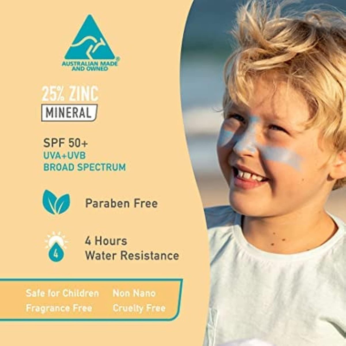 Sun Zapper Zinc Oxide Mineral Sunscreen Stick SPF 50+ – 4-Pack Rainbow Colors – Water Resistant for Face & Body – Made in Australia Avelisse