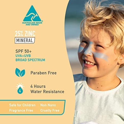 Sun Zapper Zinc Oxide Mineral Sunscreen Stick SPF 50+ – 4-Pack Rainbow Colors – Water Resistant for Face & Body – Made in Australia Avelisse