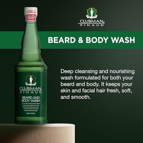 Clubman Pinaud Beard and Body Wash – Refreshing Dual-Purpose Cleanser for Beard and Skin, 14.5 fl oz Avelisse