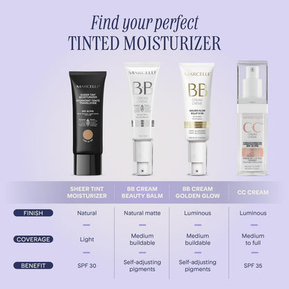 Marcelle BB Cream Golden Glow - Universal Shade Tinted Moisturizer, Skin Enhancer & Illuminator, 1.5 fl oz Avelisse
