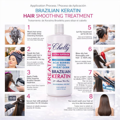 Chelly Superior Brazilian Keratin Treatment - Extra Superior Formula, 32 fl oz Avelisse