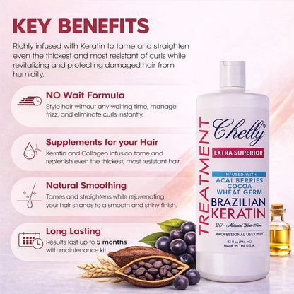 Chelly Superior Brazilian Keratin Treatment - Extra Superior Formula, 32 fl oz Avelisse