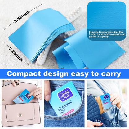 Clean & Clear Oil Control Film - 5 Pack of 60 Sheets (300 Sheets Total) - Blue